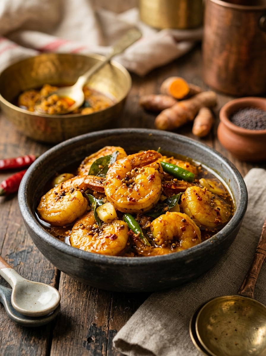 Fresh spicy prawns pickle